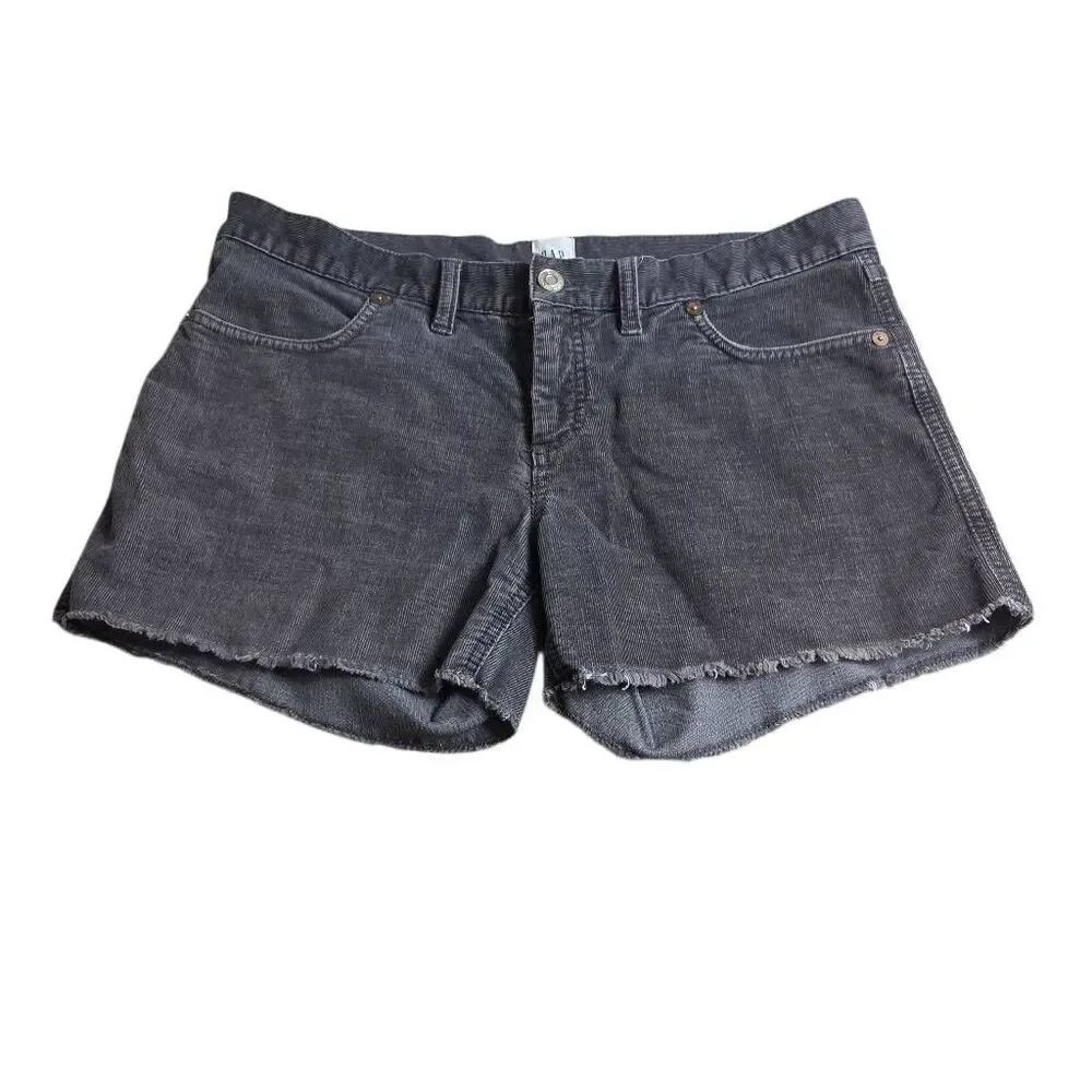 GAP Women's Stretch Corduroy Shorts w/4" Cutoff Leg, Mid-Rise Midi 8 Grey